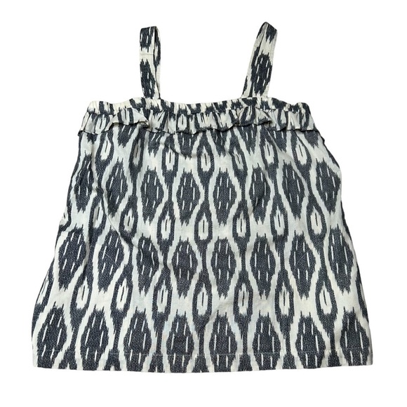 2/$30 J.Crew Ikat Print Cotton Ruffle Flounce Sleeveless Tank Top Size 8 - Picture 5 of 12